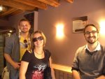 Anna, Florian und Andreas vor der Kanalfahrt in Brügge